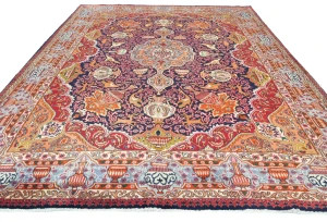 Vintage Purple-navy Traditional 9'5X12'4 Kashmar Persian Rug