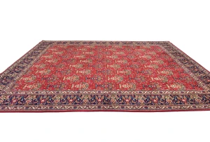 Vintage Red Pictorial Traditional 10X13 Tabriz Persian Rug