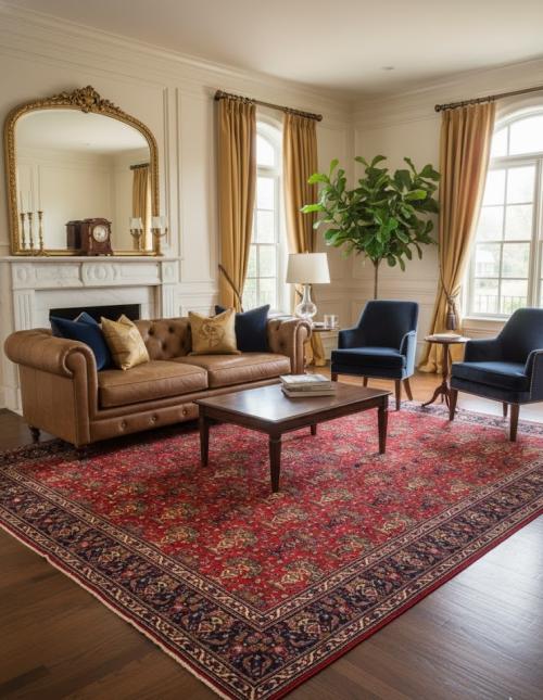 Vintage Red Pictorial Traditional 10X13 Tabriz Persian Rug