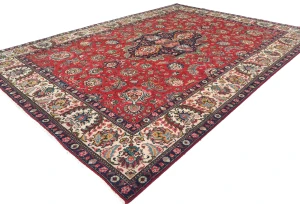 Vintage Red Floral Traditional 8X11 Tabriz Persian Rug