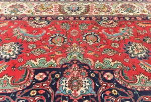 Vintage Red Floral Traditional 8X11 Tabriz Persian Rug