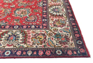 Vintage Red Floral Traditional 8X11 Tabriz Persian Rug