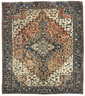 Semi Antique Rusty Peach Geometric 8X9 Heriz Persian Rug