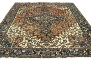 Semi Antique Rusty Peach Geometric 8X9 Heriz Persian Rug