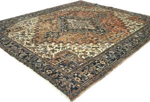 Semi Antique Rusty Peach Geometric 8X9 Heriz Persian Rug