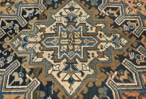 Semi Antique Rusty Peach Geometric 8X9 Heriz Persian Rug