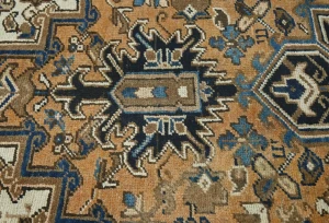 Semi Antique Rusty Peach Geometric 8X9 Heriz Persian Rug