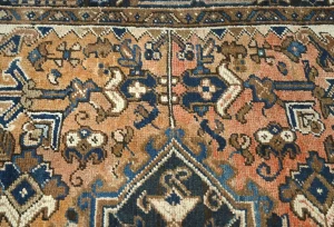 Semi Antique Rusty Peach Geometric 8X9 Heriz Persian Rug