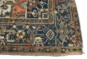 Semi Antique Rusty Peach Geometric 8X9 Heriz Persian Rug