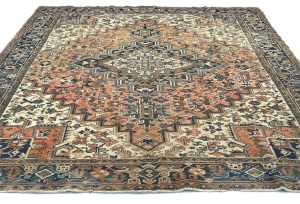Semi Antique Rusty Peach Geometric 8X9 Heriz Persian Rug