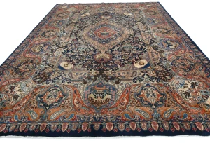 Vintage Purple-navy  Pictorial 9'8X12'4 Kashmar Persian Rug