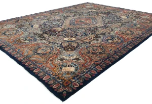 Vintage Purple-navy  Pictorial 9'8X12'4 Kashmar Persian Rug