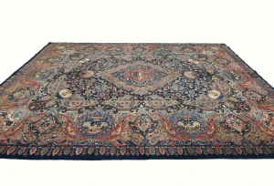 Vintage Purple-navy  Pictorial 9'8X12'4 Kashmar Persian Rug