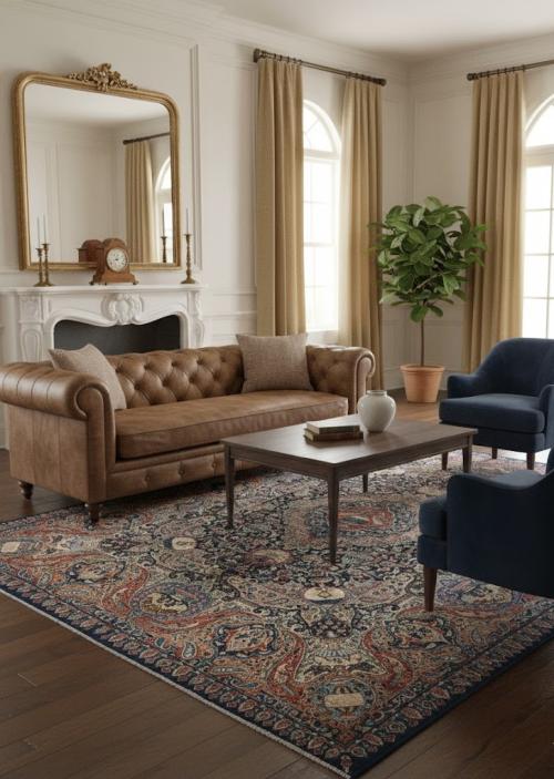 Vintage Purple-navy  Pictorial 9'8X12'4 Kashmar Persian Rug