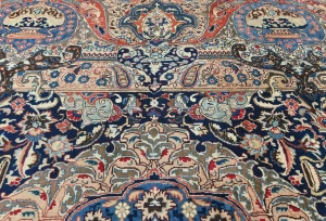 Vintage Purple-navy  Pictorial 9'8X12'4 Kashmar Persian Rug