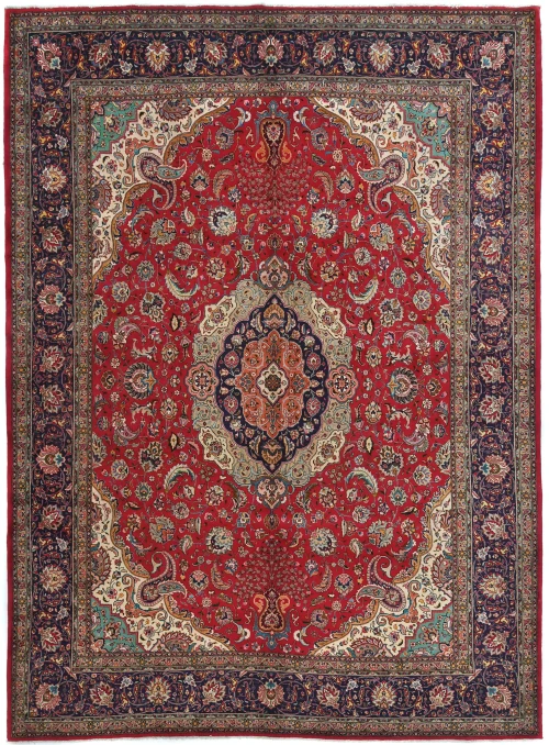 Vintage Red Floral Traditional 10X13 Tabriz Persian Rug