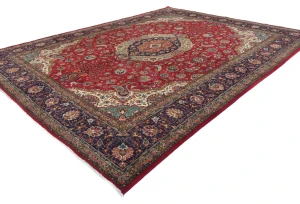 Vintage Red Floral Traditional 10X13 Tabriz Persian Rug