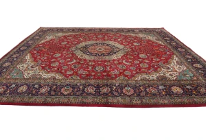 Vintage Red Floral Traditional 10X13 Tabriz Persian Rug
