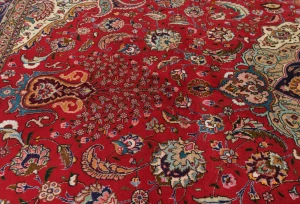 Vintage Red Floral Traditional 10X13 Tabriz Persian Rug