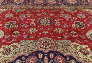Vintage Red Floral Traditional 10X13 Tabriz Persian Rug