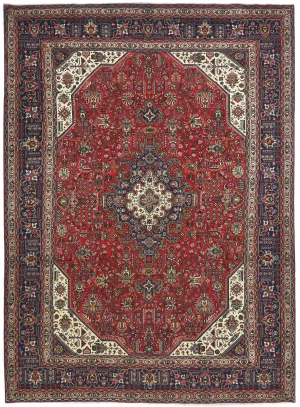 Vintage Red Floral Traditional 8x11 Tabriz Persian Rug
