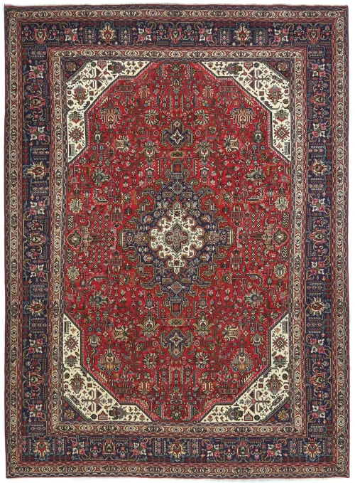Vintage Red Floral Traditional 8x11 Tabriz Persian Rug