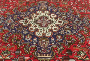 Vintage Red Floral Traditional 8x11 Tabriz Persian Rug