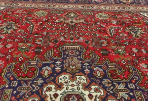 Vintage Red Floral Traditional 8x11 Tabriz Persian Rug