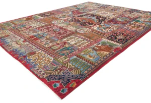 Semi Antique Multicolored Pictorial 9'5X12'6 Kashmar Persian Rug