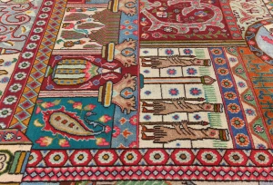 Semi Antique Multicolored Pictorial 9'5X12'6 Kashmar Persian Rug