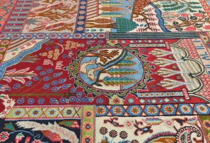 Semi Antique Multicolored Pictorial 9'5X12'6 Kashmar Persian Rug