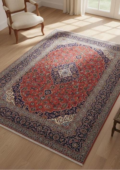 Semi Antique Light Red Traditional Floral 10X13 Kashan Persian Rug