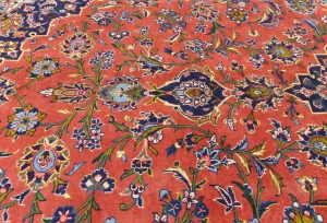 Semi Antique Light Red Traditional Floral 10X13 Kashan Persian Rug