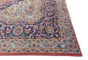 Semi Antique Light Red Traditional Floral 10X13 Kashan Persian Rug