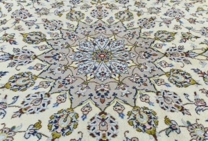 Vintage Cream Floral Traditional 8X11 Kashan Persian original Rug