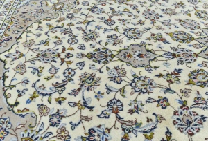 Vintage Cream Floral Traditional 8X11 Kashan Persian original Rug