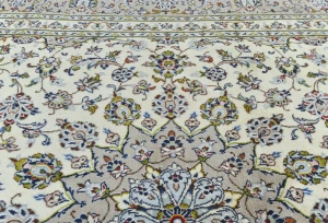 Vintage Cream Floral Traditional 8X11 Kashan Persian original Rug