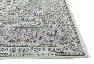Vintage Cream Floral Traditional 8X11 Kashan Persian original Rug