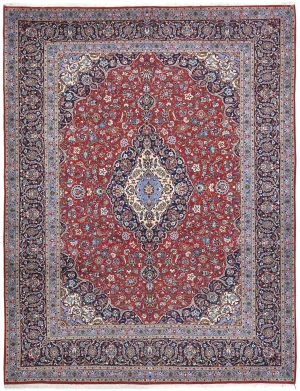 Vintage Red Floral Traditional 10X13 Kashan Persian original Rug