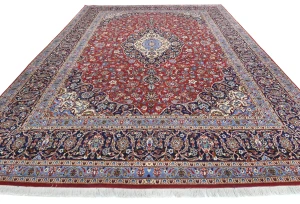 Vintage Red Floral Traditional 10X13 Kashan Persian original Rug