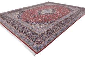 Vintage Red Floral Traditional 10X13 Kashan Persian original Rug