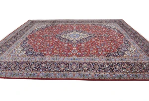 Vintage Red Floral Traditional 10X13 Kashan Persian original Rug