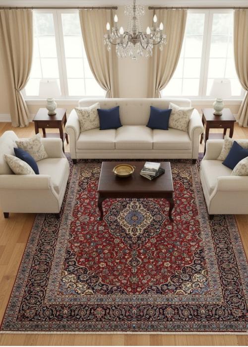 Vintage Red Floral Traditional 10X13 Kashan Persian original Rug