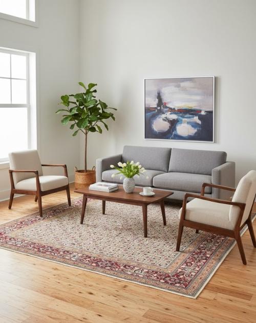 Vintage Cream Allover Traditional 7X10 Mood Persian Rug