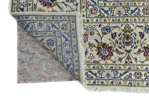 Vintage Cream Traditional Floral 10X13 Kashan Persian Rug