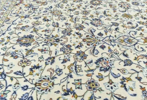 Vintage Cream Traditional Floral 10X13 Kashan Persian Rug