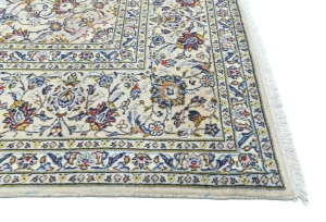 Vintage Cream Traditional Floral 10X13 Kashan Persian Rug