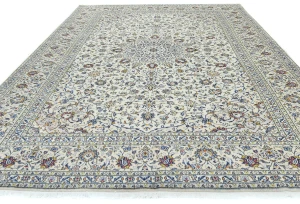 Vintage Cream Traditional Floral 10X13 Kashan Persian Rug