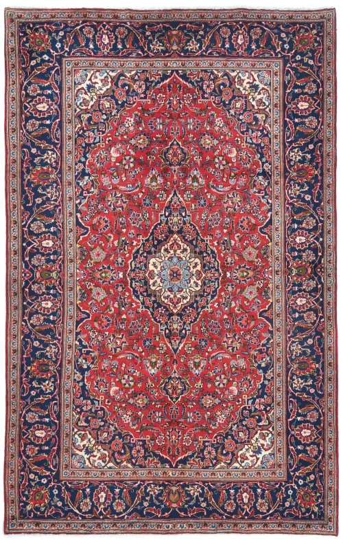 Vintage Red Traditional Floral 6X10 Kashan Persian Rug