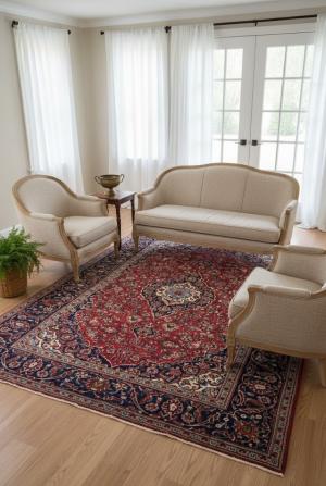 Vintage Red Traditional Floral 6X10 Kashan Persian Rug